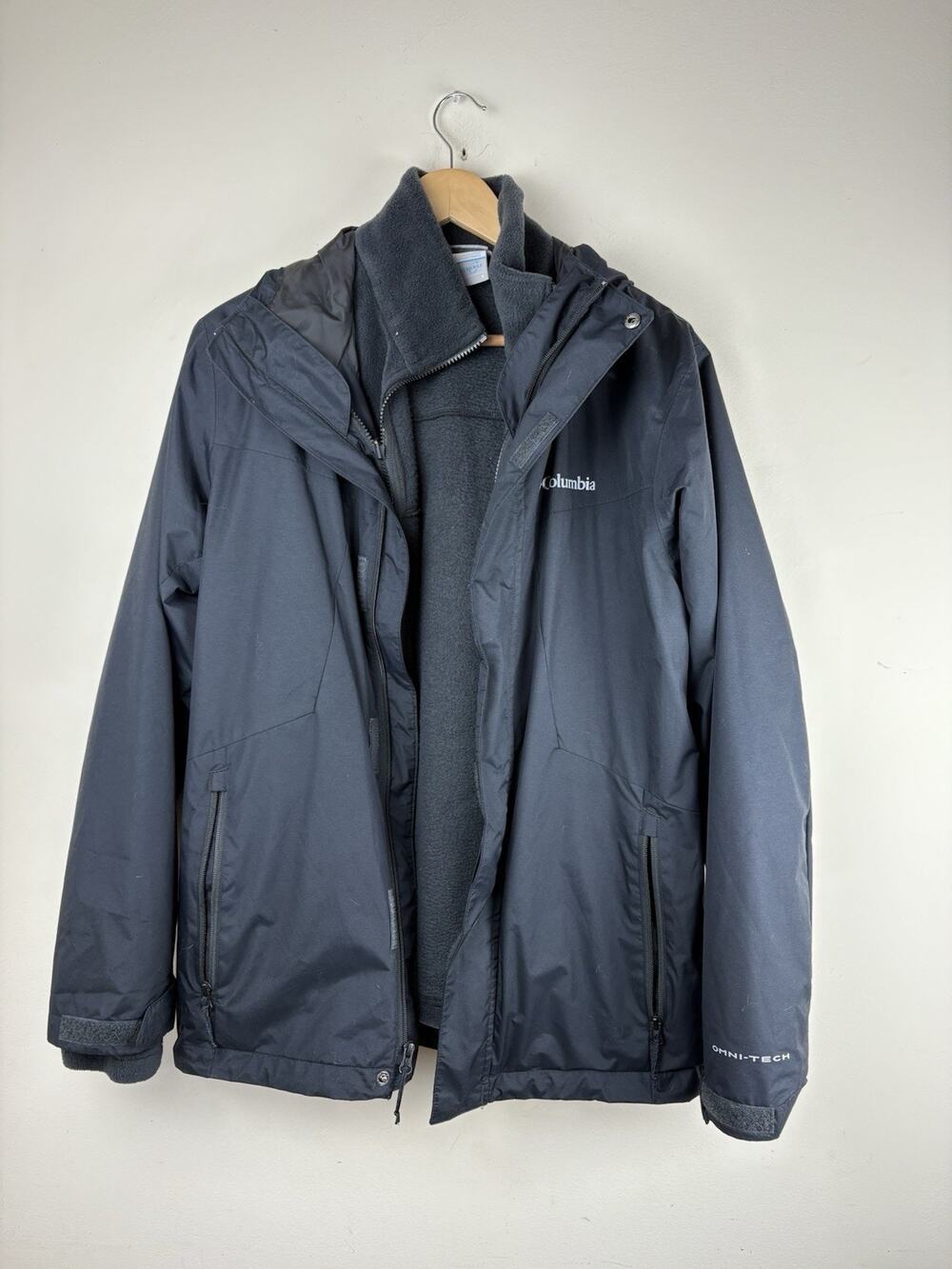 Men's Columbia Tunnel Falls Interchange Jacket Sz S Black Fleece Double Layered
